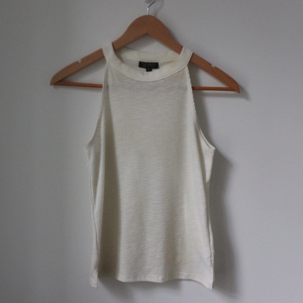 Off White Ribbed Tank Top